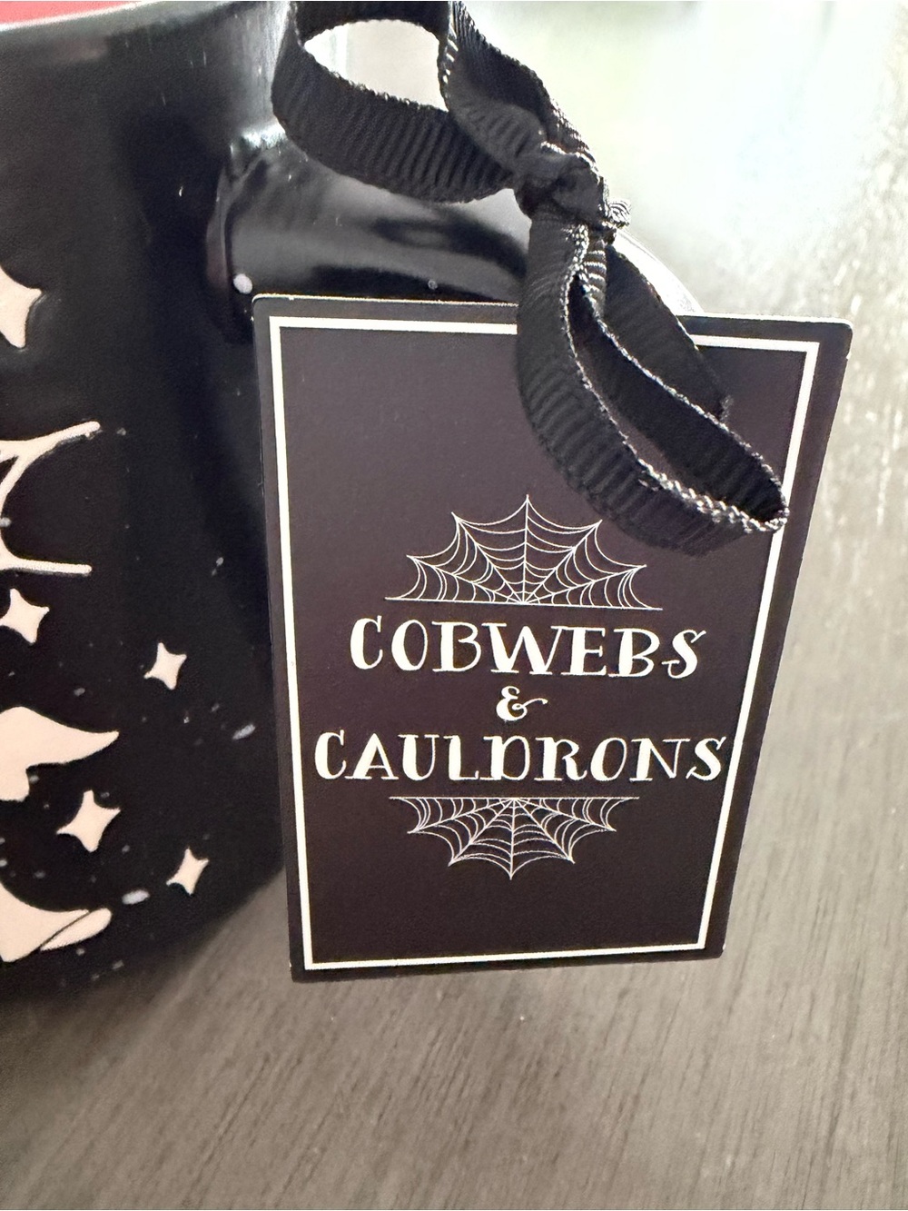 Cobwebs & Cauldrons Halloween Mug - Black with Pink Interior NWT - Picture 3 of 5